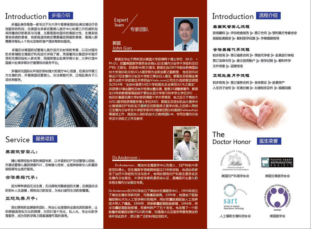 北京多福赴美孕育医疗 (点击放大) Dr. John Kuo IVF Infertility Fertility Reproductive MD Doctor Beverly Hills Los Angeles CA California 郭大庆 不孕症 试管婴儿 双博士 医生 洛杉矶 加州 郭大慶 中国 醫生 試管嬰兒 洛杉磯 Irvine Arcadia Alhambra Pasadena Diamond Bar Rowland Hacienda Heights Cost Treatment Fertilization baby